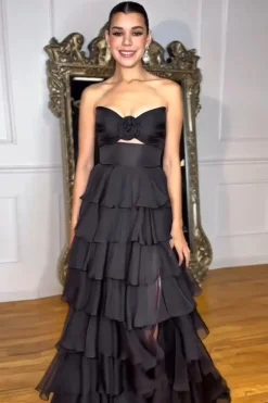 Royal Blue Sweetheart A-Line Tiered Long Prom Dress with Slit