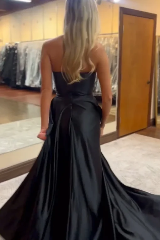 Royal Blue V Neck Mermaid Ruched Long Prom Dress with Slit