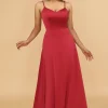 Satin Lace-up Back Bridesmaid Dress
