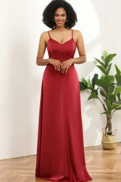 Satin Lace-up Back Bridesmaid Dress