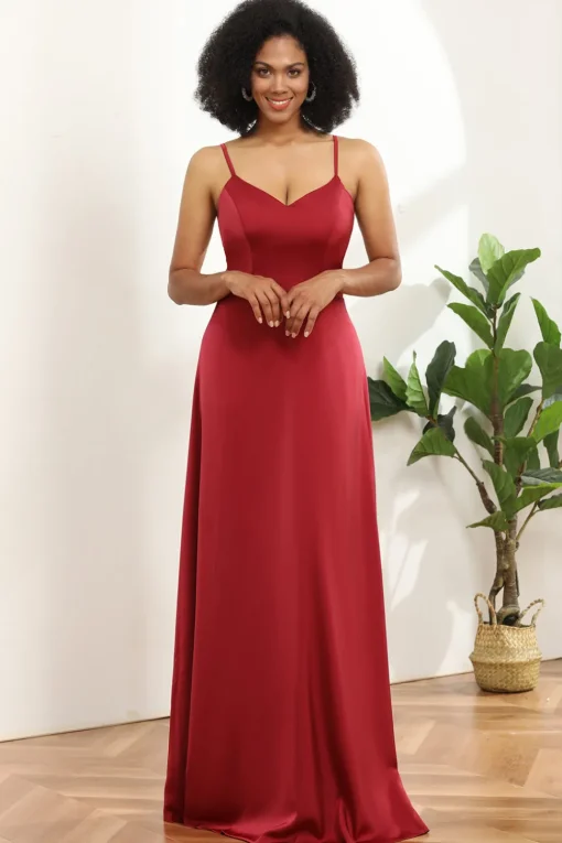 Satin Lace-up Back Bridesmaid Dress