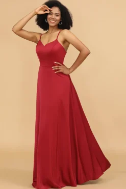 Satin Lace-up Back Bridesmaid Dress