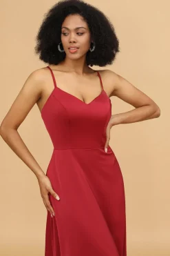 Satin Lace-up Back Bridesmaid Dress