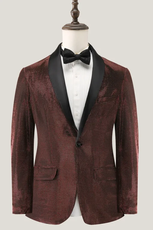 Shawl Lapel Brown One Button Men's Blazer