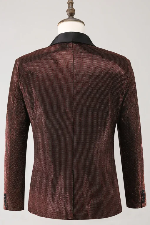 Shawl Lapel Brown One Button Men's Blazer