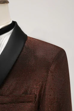 Shawl Lapel Brown One Button Men's Blazer