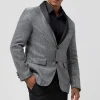 Shawl Lapel Grey Single Breasted Men's Blazer