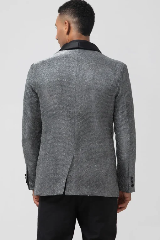 Shawl Lapel Grey Single Breasted Men's Blazer