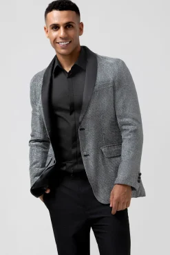 Shawl Lapel Grey Single Breasted Men's Blazer