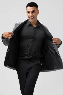 Shawl Lapel Grey Single Breasted Men's Blazer