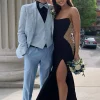 Shawl Lapel Light Blue Jacquard 3-Piece Men's Prom Suits
