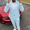 Shawl Lapel Light Blue One Button Men's Prom Suits