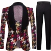 Shawl Lapel Purple 2 Pieces Houndstooth Plaid Men's Prom Suits