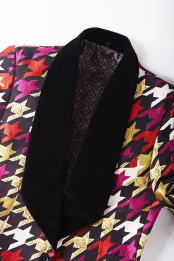 Shawl Lapel Purple 2 Pieces Houndstooth Plaid Men's Prom Suits