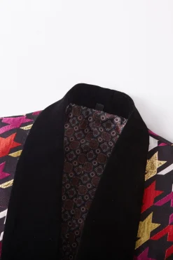 Shawl Lapel Purple 2 Pieces Houndstooth Plaid Men's Prom Suits