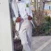 Shawl Lapel White Jacquard 2 Piece Men's Prom Suits