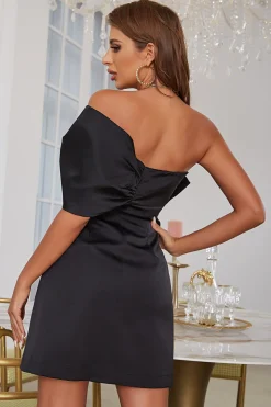 Sheath One Shoulder Black Holiday Party Dress