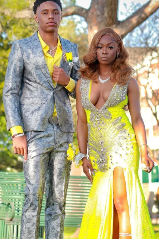 Silver Notched Lapel 2 Piece Men's Prom Suits