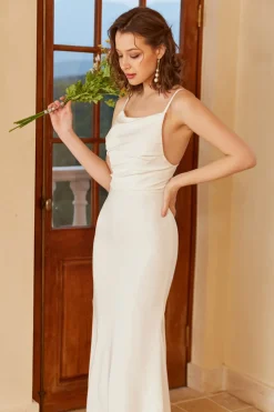 Simple Mermaid Boho Wedding Dress