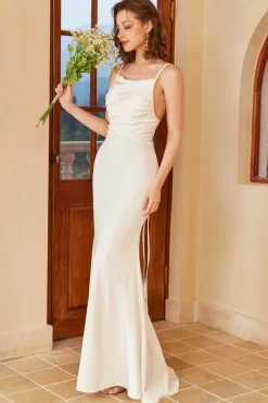 Simple Mermaid Boho Wedding Dress