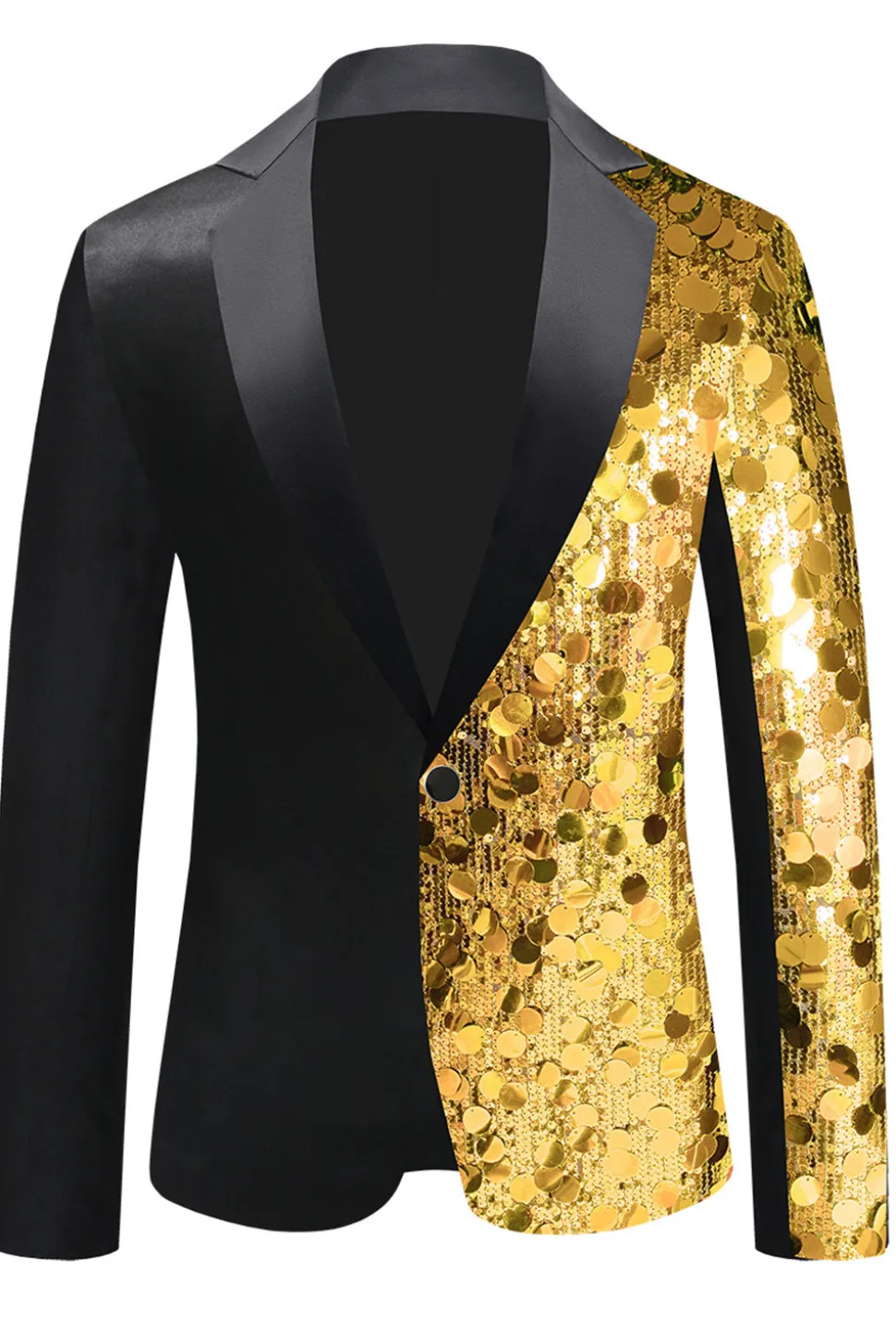 Sparkly Black Sequins Notched Lapel Men's Blazer