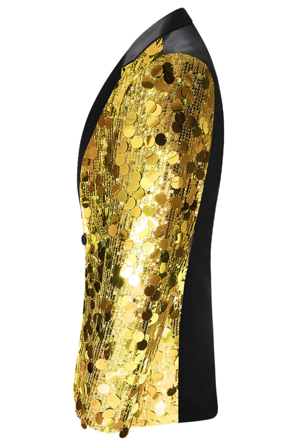 Sparkly Black Sequins Notched Lapel Men's Blazer