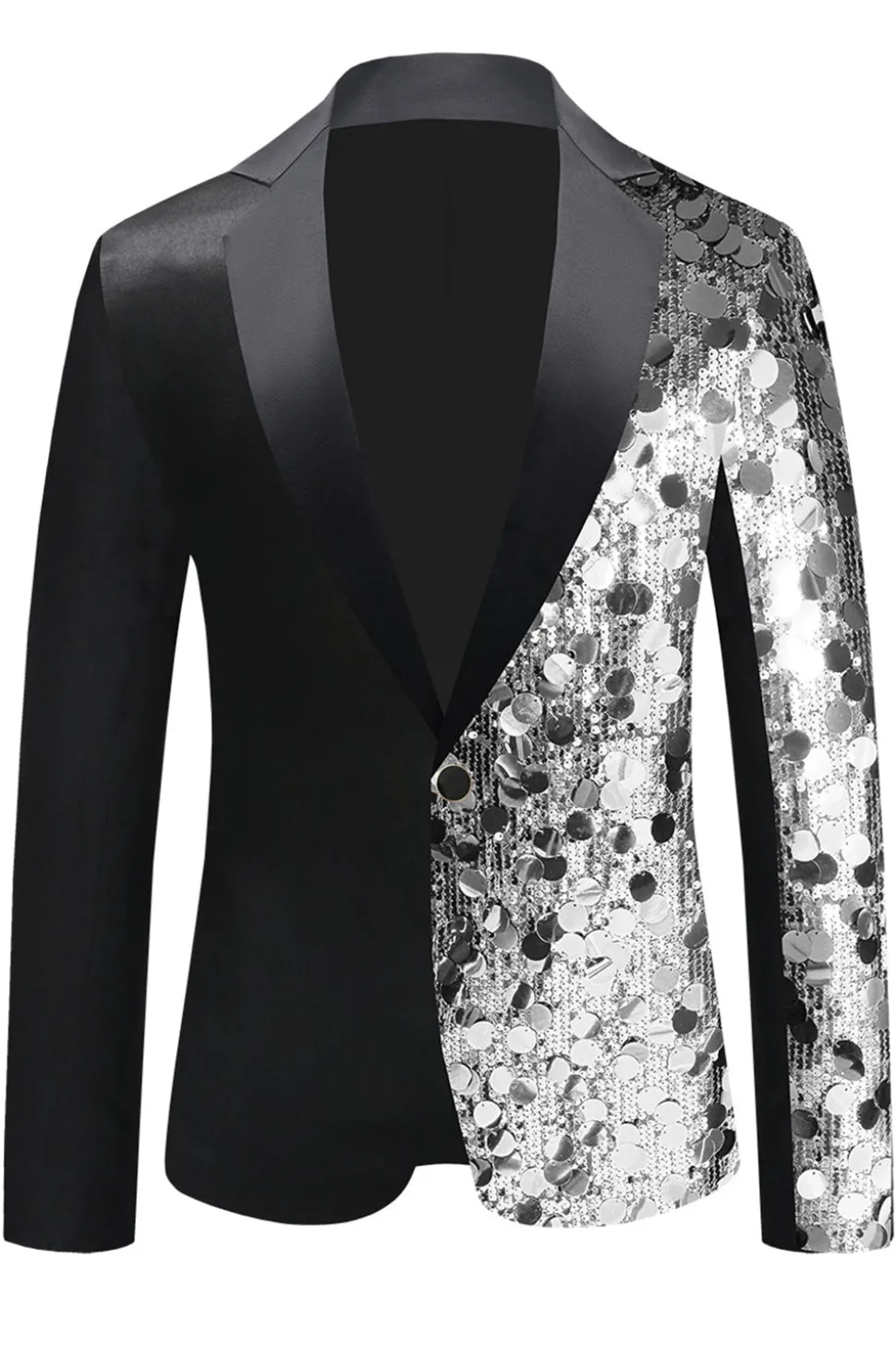 Sparkly Black Sequins Notched Lapel Men's Blazer