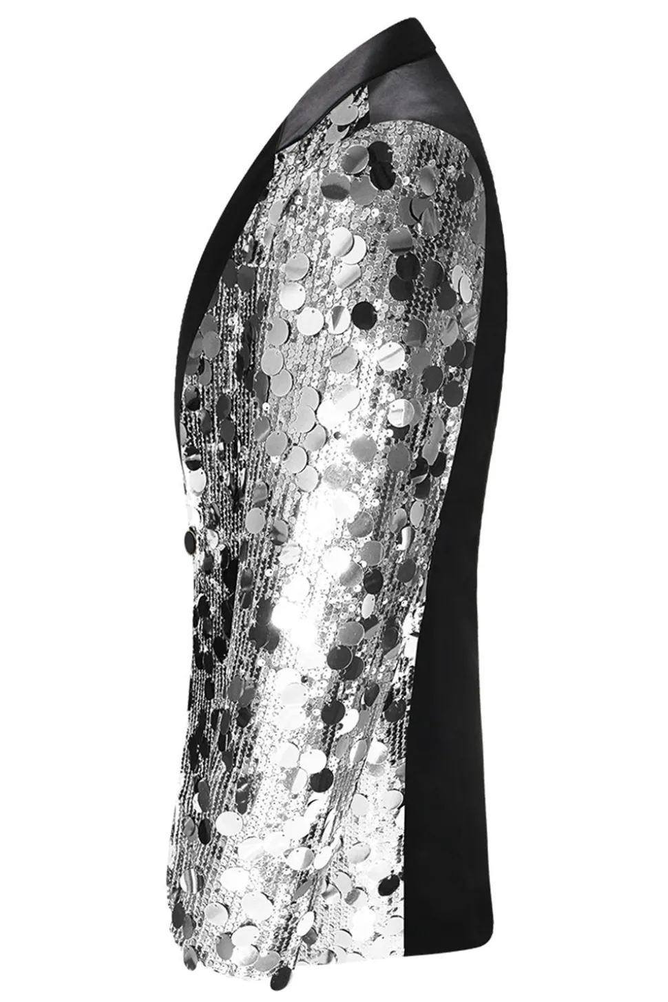 Sparkly Black Sequins Notched Lapel Men's Blazer