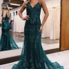 Sparkly Dark Green Mermaid Sequin Long Prom Dress