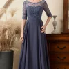 Sparkly Grey Blue Beaded Mother of the Bride Dress