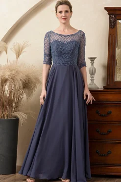 Sparkly Grey Blue Beaded Mother of the Bride Dress