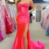 Sparkly Mermaid Sweetheart Corset Long Prom Dress with Slit