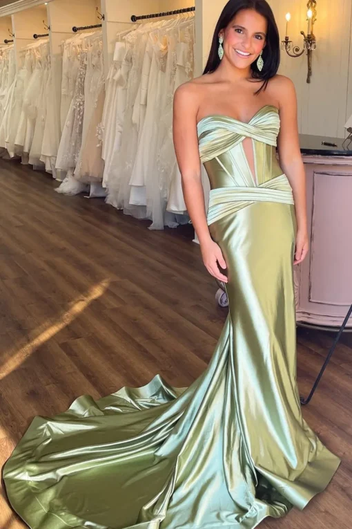 Sparkly Mermaid Sweetheart Corset Long Prom Dress with Slit