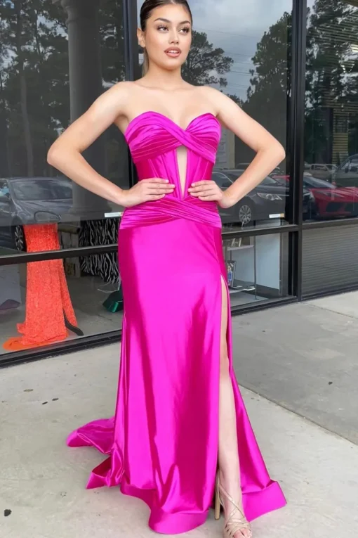Sparkly Mermaid Sweetheart Corset Long Prom Dress with Slit