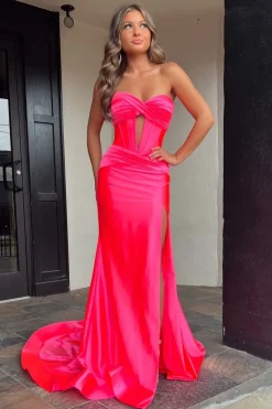 Sparkly Mermaid Sweetheart Corset Long Prom Dress with Slit