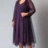 Sparkly Purple Chiffon A Line V Neck Long Sleeves Mother of The Bride Dress