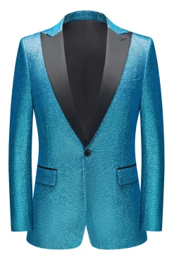 Sparkly Royal Blue Single Breasted 2 Piece Men's Prom Suit