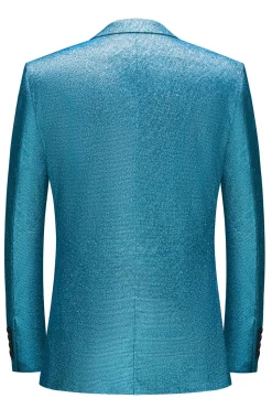 Sparkly Royal Blue Single Breasted 2 Piece Men's Prom Suit