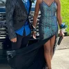 Sparkly Striped Black 2 Pieces Peak Lapel Men Suits