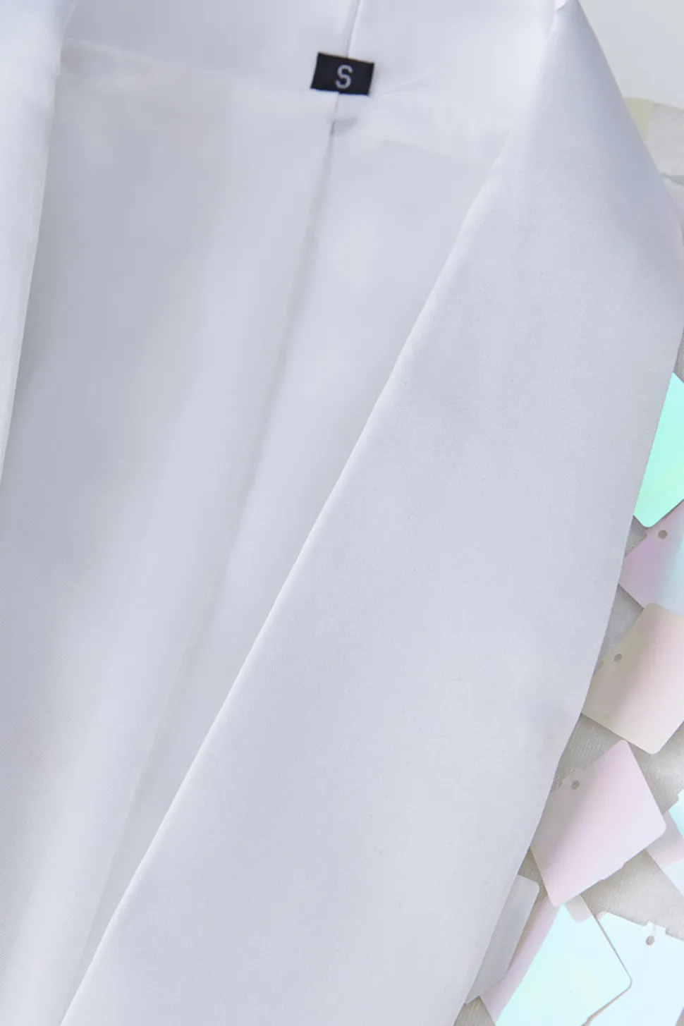 Sparkly White Shawl Lapel Sequins Men's Blazer