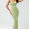 Strapless Mermaid Lemon Green Long Bridesmaid Dress