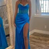 Sweetheart Royal Blue Mermaid Long Corset Satin Prom Dress with Beading