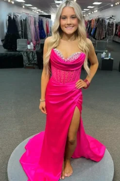 Sweetheart Royal Blue Mermaid Long Corset Satin Prom Dress with Beading