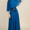 Turquoise Chiffon Mother of the Bride Dress with Lace