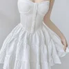 White A-Line Spaghetti Straps Mini Graduation Dress