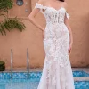 White Appliques Mermaid Off the Shoulder Wedding Dress