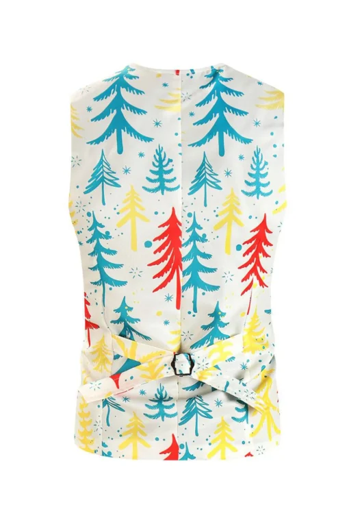 White Christmas Tree Printed 3 Piece Men's Suits
