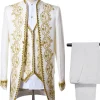White Men's 3 Pieces Shawl Lapel Prom Suits