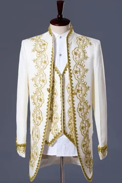 White Men's 3 Pieces Shawl Lapel Prom Suits
