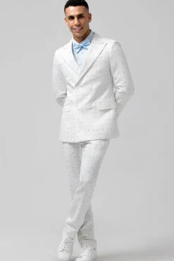 White Peak Lapel 2 Pieces Double Breasted Men's Prom Suits